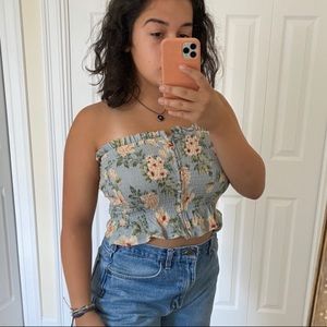 Floral Strapless Crop Top